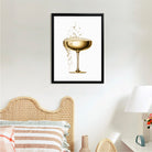 Modern Golden Champagne Glass Art Print, Elegant Design for Home Decor, Perfect Gift for Any Occasion