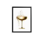 Modern Golden Champagne Glass Art Print, Elegant Design for Home Decor, Perfect Gift for Any Occasion