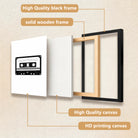 Framed Cassette Tape Art Print, Retro Style, High-Quality Black and White Design, Perfect for Home Decor in California