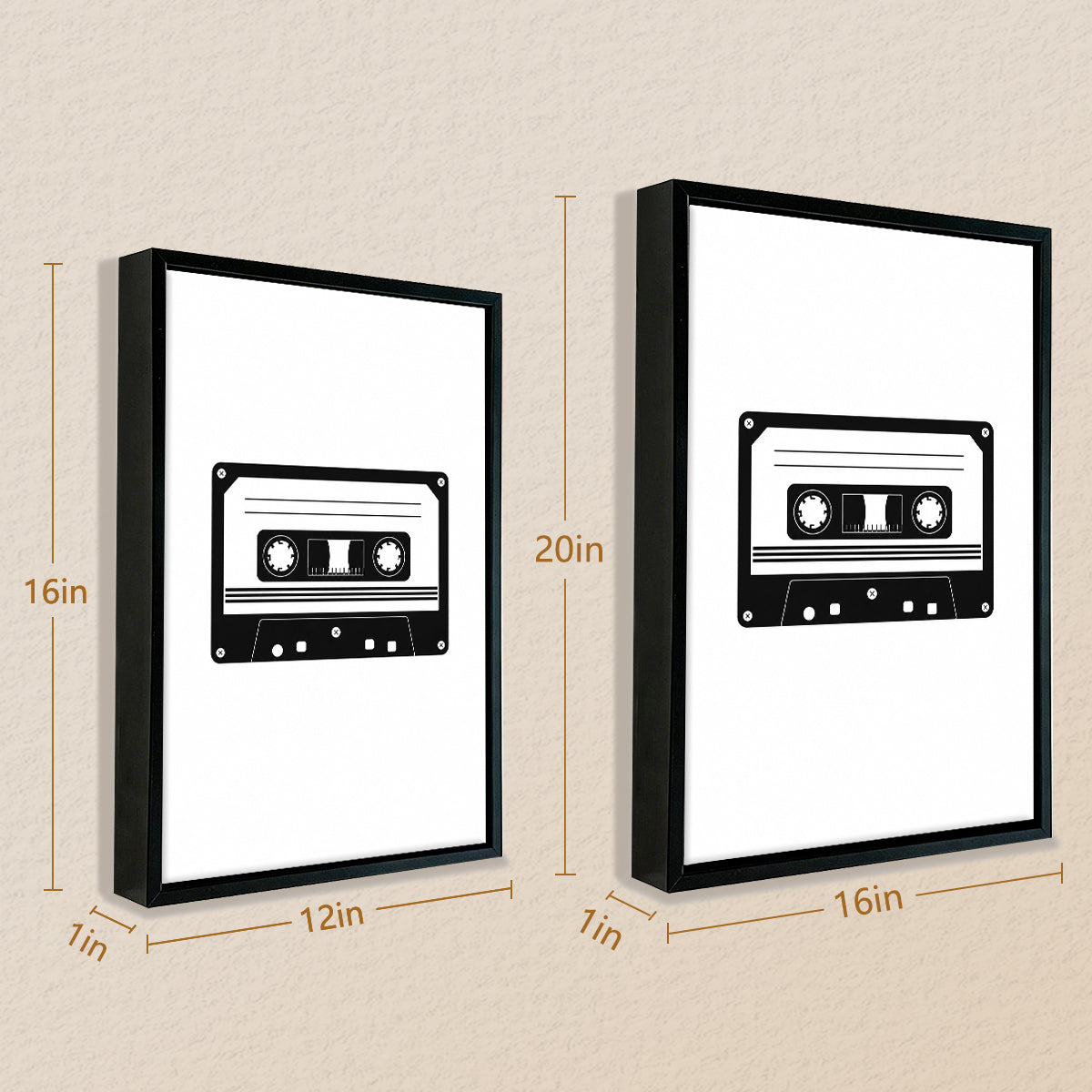 Framed Cassette Tape Art Print, Retro Style, High-Quality Black and White Design, Perfect for Home Decor in California