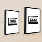 Framed Cassette Tape Art Print, Retro Style, High-Quality Black and White Design, Perfect for Home Decor in California