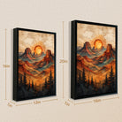 Framed Desert Landscape Art Print with Vibrant Sunset and Pine Trees, Perfect for Home Decor