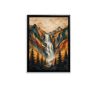 Framed Mountain Waterfall Landscape Art Print, Geometric Style, High-Quality Paper, Perfect for Home or Office Decoration in New York