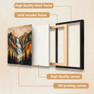 Framed Mountain Waterfall Landscape Art Print, Geometric Style, High-Quality Paper, Perfect for Home or Office Decoration in New York