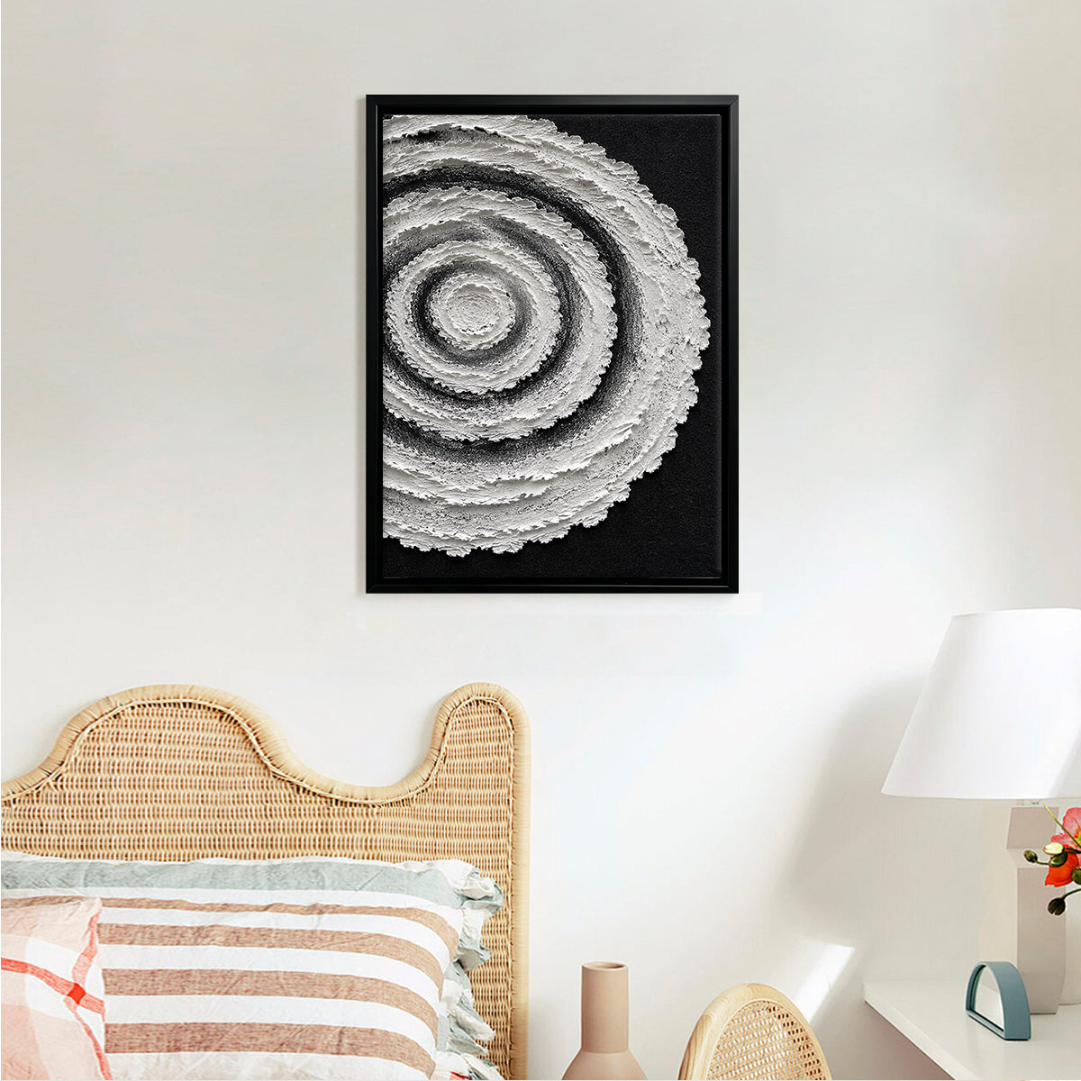Abstract Spiral Wall Art Print in Black Frame, Modern Home Decor for Living Room or Staircase