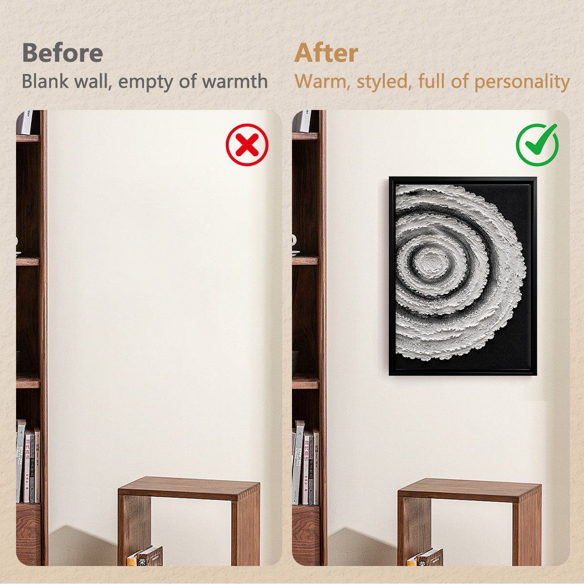 Abstract Spiral Wall Art Print in Black Frame, Modern Home Decor for Living Room or Staircase