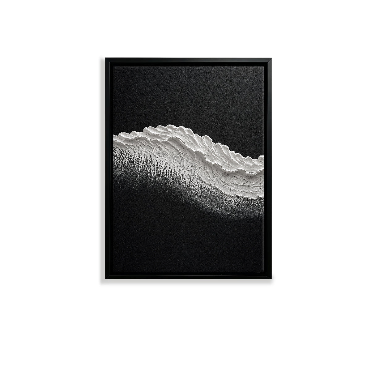 Abstract Wave Art Print in Black Frame, Modern Coastal Decor for Living Room or Staircase