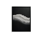Abstract Wave Art Print in Black Frame, Modern Coastal Decor for Living Room or Staircase