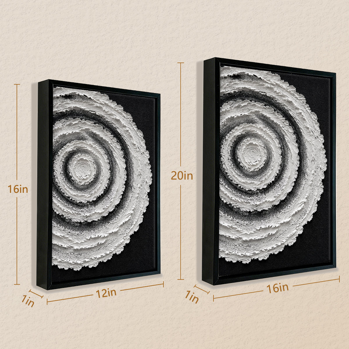 Abstract Spiral Wall Art Print in Black Frame, Modern Home Decor for Living Room or Staircase
