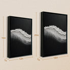 Abstract Wave Art Print in Black Frame, Modern Coastal Decor for Living Room or Staircase
