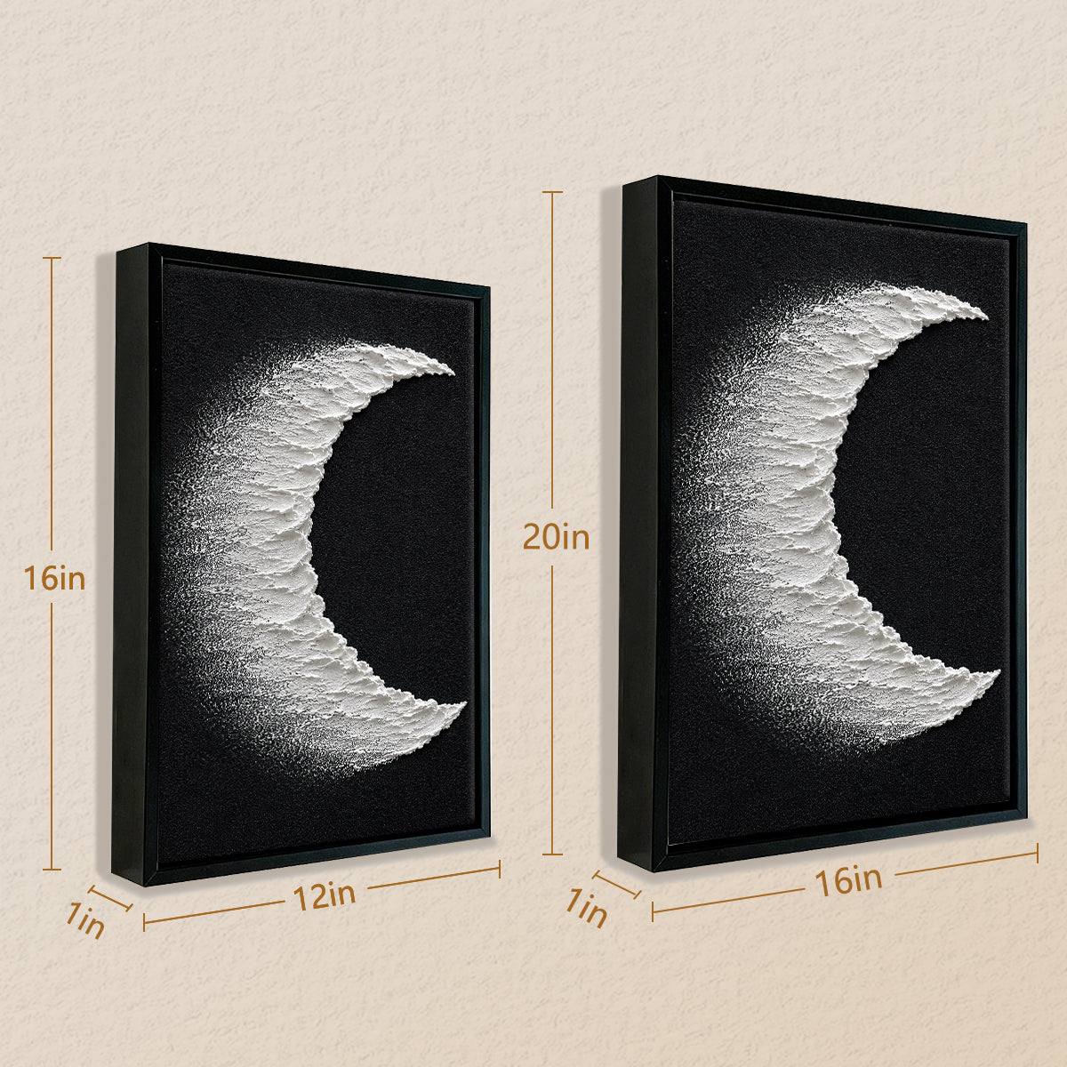 Abstract Crescent Moon Wall Art Print, Modern Black and White Canvas Painting for Home Decor