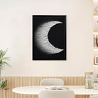 Abstract Crescent Moon Wall Art Print, Modern Black and White Canvas Painting for Home Decor