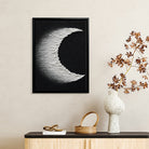 Abstract Crescent Moon Wall Art Print, Modern Black and White Canvas Painting for Home Decor