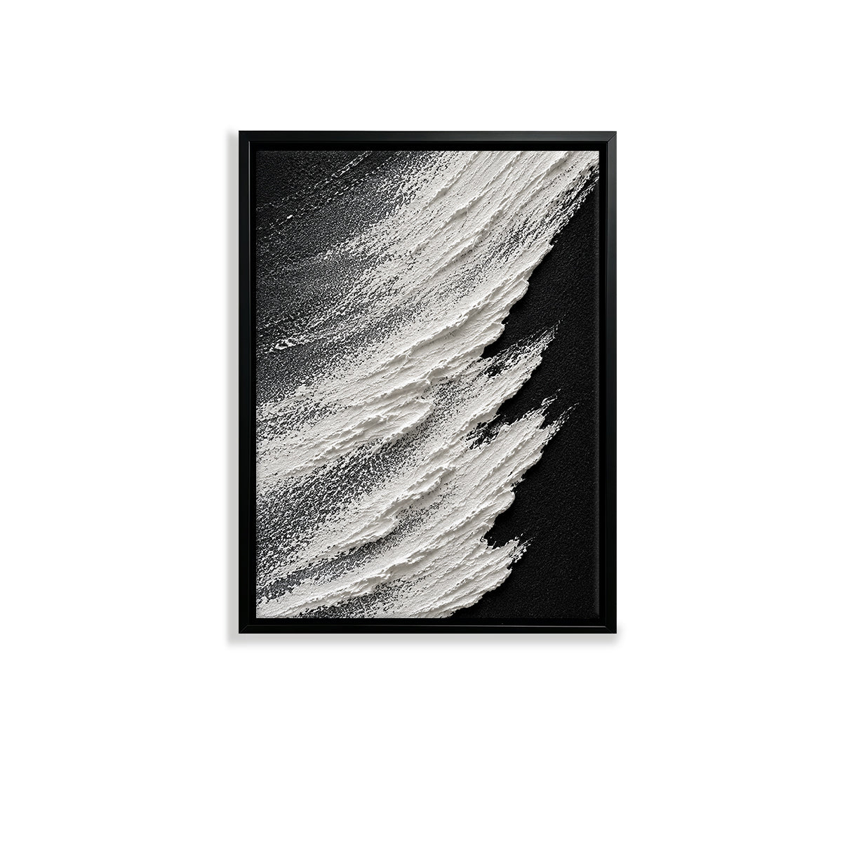 Abstract Black White Brushstroke Art Print Modern Framed Canvas Perfect for Home Office Decor