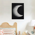 Abstract Crescent Moon Wall Art Print, Modern Black and White Canvas Painting for Home Decor