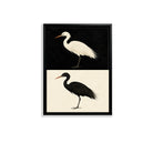 Framed Bird Art Print Featuring White and Black Herons, Modern Home Decor, High-Quality Matte Finish, Perfect for Living Room or Office