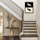 Framed Bird Art Print Featuring White and Black Herons, Modern Home Decor, High-Quality Matte Finish, Perfect for Living Room or Office