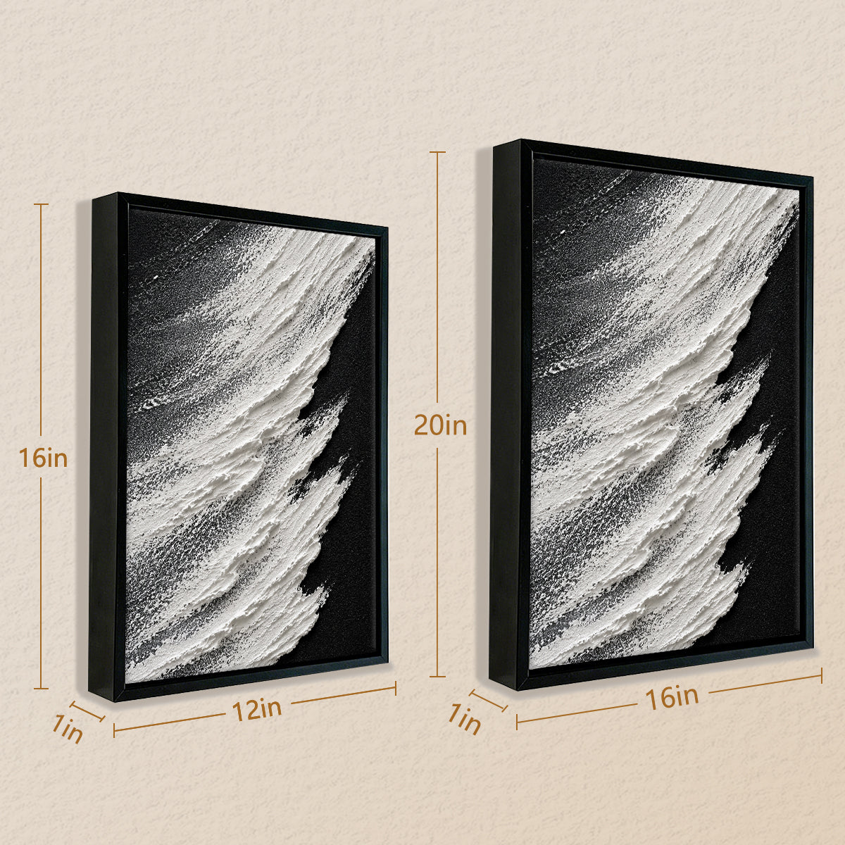 Abstract Black White Brushstroke Art Print Modern Framed Canvas Perfect for Home Office Decor