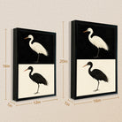 Framed Bird Art Print Featuring White and Black Herons, Modern Home Decor, High-Quality Matte Finish, Perfect for Living Room or Office