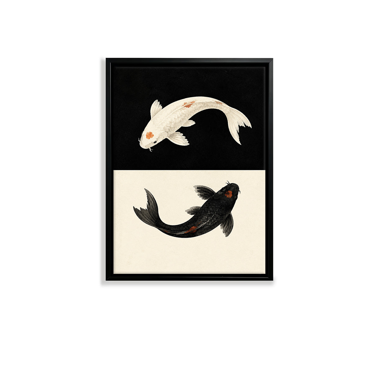 Framed Koi Fish Art Print, Yin Yang Design, High-Quality Canvas, Perfect Home Decor for Any Room