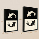Framed Koi Fish Art Print, Yin Yang Design, High-Quality Canvas, Perfect Home Decor for Any Room