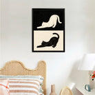 Framed Cat Stretching Art Print, Black and White Modern Home Decor, Perfect for Living Room or Bedroom