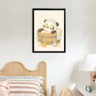 Cute Panda Spa Bath Framed Art Print, Whimsical Home Decor for Any Room