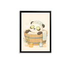 Cute Panda Spa Bath Framed Art Print, Whimsical Home Decor for Any Room