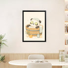 Cute Panda Spa Bath Framed Art Print, Whimsical Home Decor for Any Room