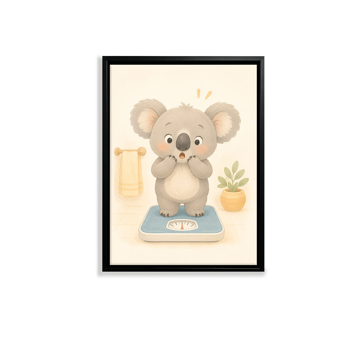 Framed Koala Bathroom Scale Art Print, Adorable Animal Illustration, High-Quality Matte Finish, Perfect Home Decor for Any Room