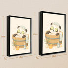 Cute Panda Spa Bath Framed Art Print, Whimsical Home Decor for Any Room
