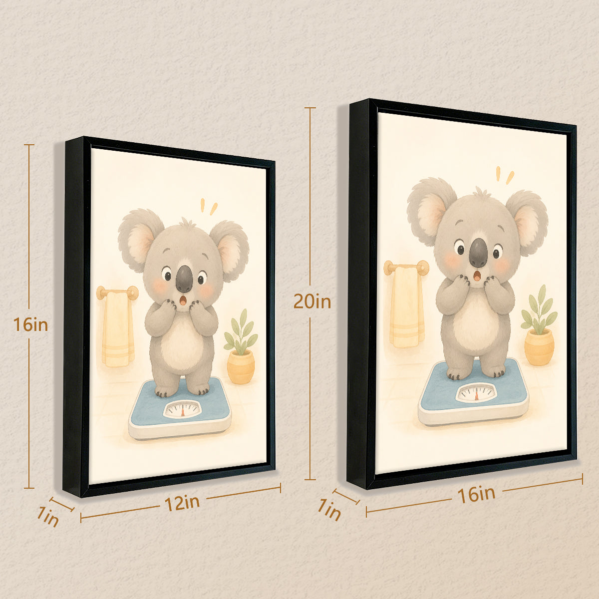 Framed Koala Bathroom Scale Art Print, Adorable Animal Illustration, High-Quality Matte Finish, Perfect Home Decor for Any Room