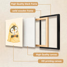 Framed Penguin Wrapped in Towel Holding Toy Boat Art Print, Cozy Winter Home Decor