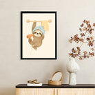 Framed Sloth Hair Dryer Art Print, Whimsical Bathroom Decor, High-Quality Matte Finish, Perfect for Home or Office