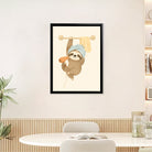 Framed Sloth Hair Dryer Art Print, Whimsical Bathroom Decor, High-Quality Matte Finish, Perfect for Home or Office