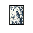 Framed Owl Art Print with Moon and Stars, Blue Monochrome Style, Perfect Home Decor for Any Room
