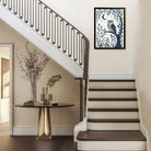 Framed Owl Art Print with Moon and Stars, Blue Monochrome Style, Perfect Home Decor for Any Room