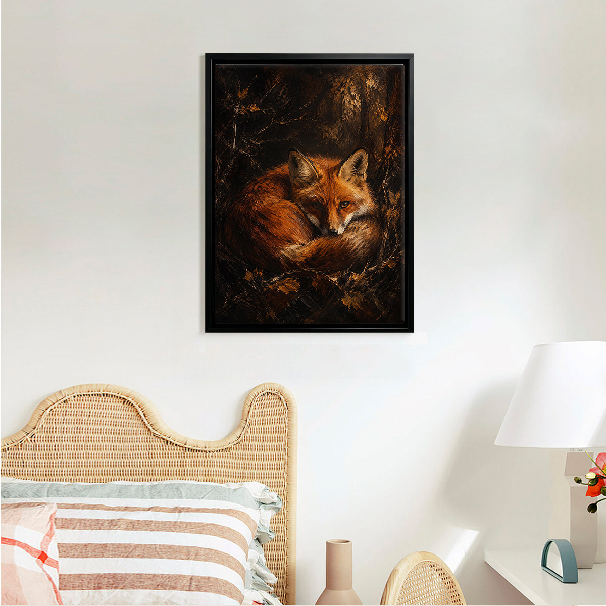 Framed Fox Art Print in Warm Forest Tones, High-Quality Canvas, Perfect Home Decor for Living Room or Bedroom