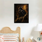 Framed Raven Oil Painting, Gothic Style, High-Quality Artwork, Perfect for Home Decor in New York