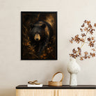 Framed Black Bear Art Print, Realistic Wildlife Painting, High-Quality Canvas, Perfect Home Decor for Living Room or Office