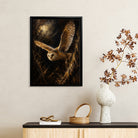 Framed Barn Owl Art Print, Realistic Wildlife Painting, High-Quality Canvas, Perfect Home Decor for Living Room or Bedroom