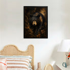 Framed Black Bear Art Print, Realistic Wildlife Painting, High-Quality Canvas, Perfect Home Decor for Living Room or Office