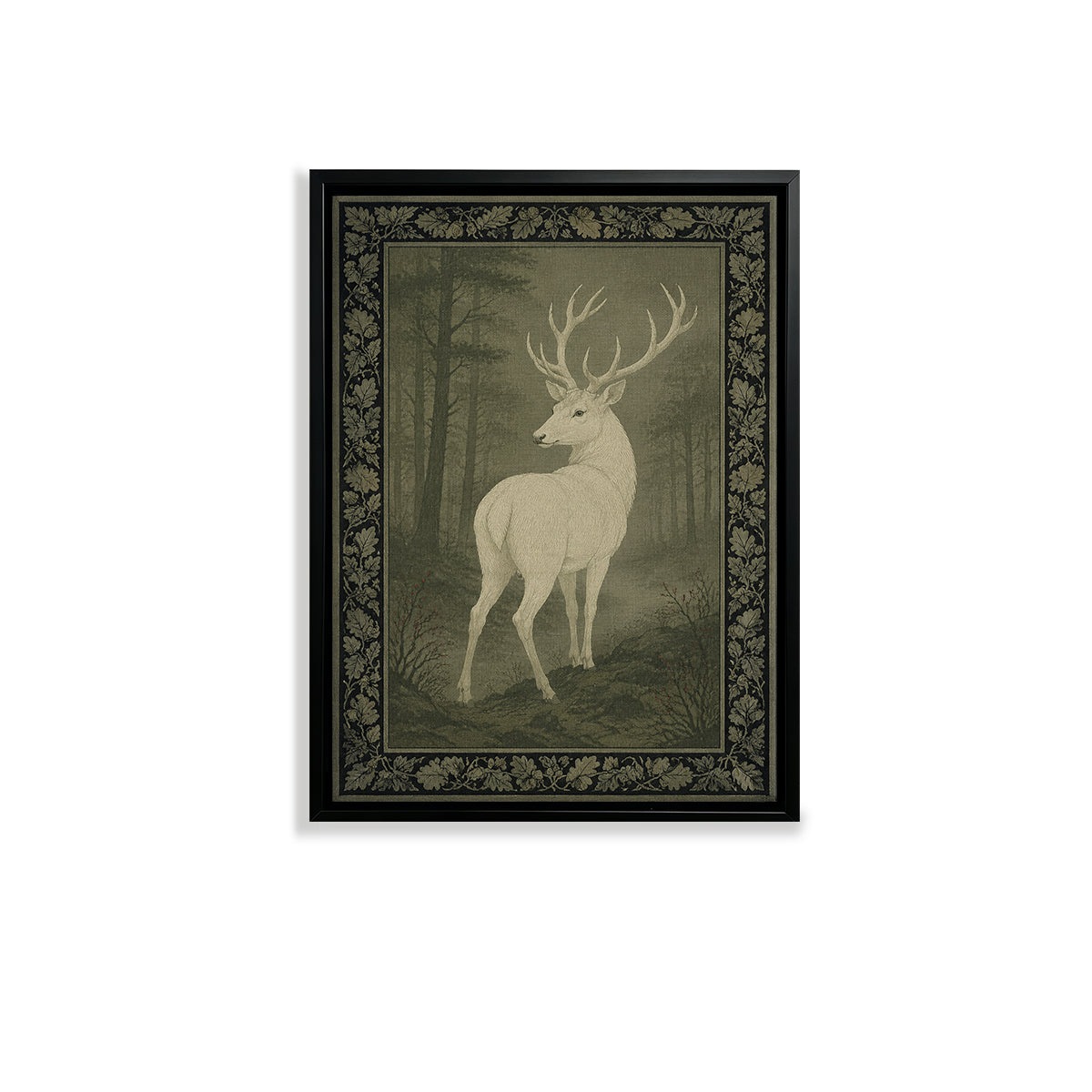 Framed Stag Print, Vintage Forest Scene, Elegant Wall Art for Home Decor, Perfect Gift