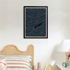 Framed Art Print of a Swimming Black Panther in Ocean Waves, Modern Home Decor, High-Quality Matte Finish