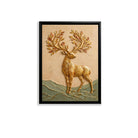 Golden Deer Wall Art Sculpture, 3D Relief, Handcrafted Home Decor for Living Room or Staircase
