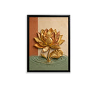 Golden Lotus Wall Art, Modern Abstract Painting, High-Quality Framed Canvas, Perfect for Home Decor in California