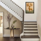 Golden Deer Wall Art Sculpture, 3D Relief, Handcrafted Home Decor for Living Room or Staircase