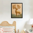 Golden Deer Wall Art Sculpture, 3D Relief, Handcrafted Home Decor for Living Room or Staircase