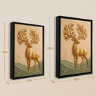 Golden Deer Wall Art Sculpture, 3D Relief, Handcrafted Home Decor for Living Room or Staircase