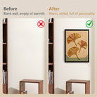 Framed Ginkgo Leaf Art Print, Modern Decorative Wall Hanging, Gold Accents, Perfect for Home or Office in California
